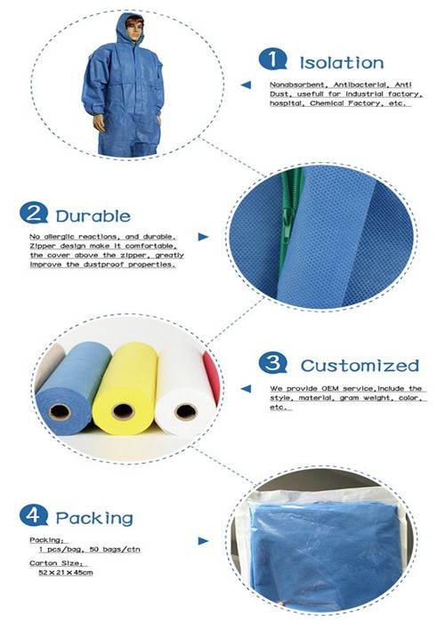 Costume jetable sans germes pathogènes de combinaison, costumes jetables non toxiques de travail