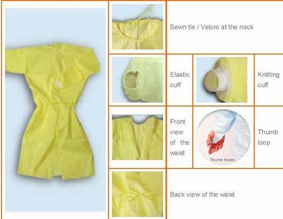 Robes protectrices jetables confortables pour la prévention croisée d'infection