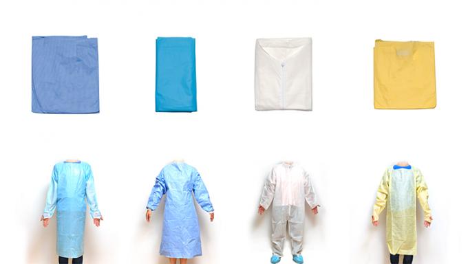 Robe jetable jaune d'isolement de SBPP pour l'usage d'hÃ´pital