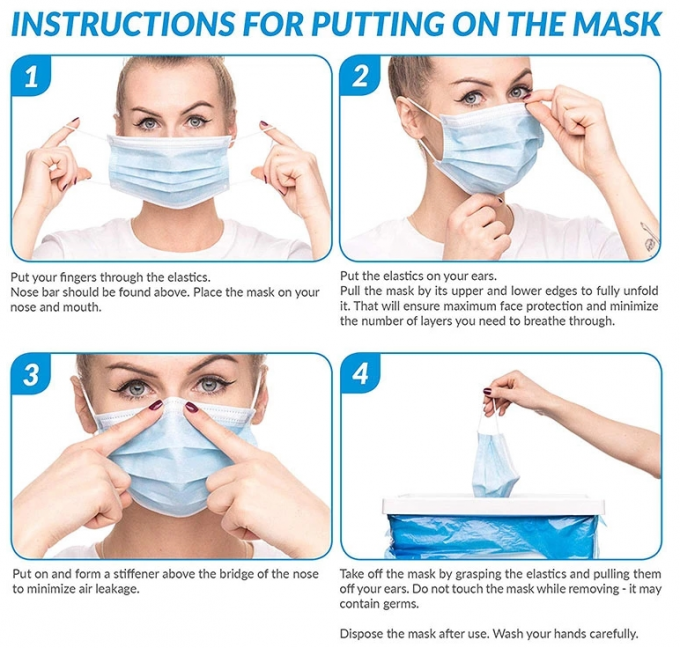 Taille jetable biodégradable 17,5 x 9.5cm de masque protecteur avec le fil réglable de nez
