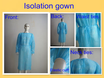 Robes en plastique jetables patientes de cou rond, robes médicales d'isolement