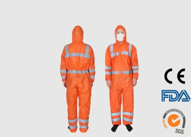 Reflective Tape Disposable PPE Coveralls For Construction / Road Service Workers